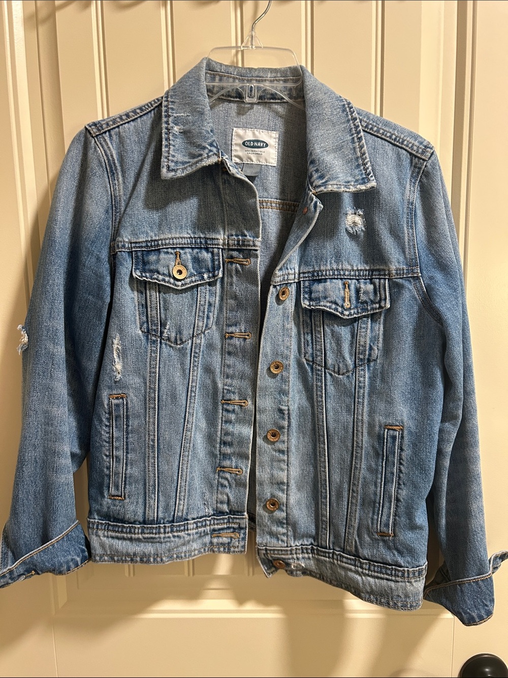 Old Navy Light Blue Distressed Denim Jacket